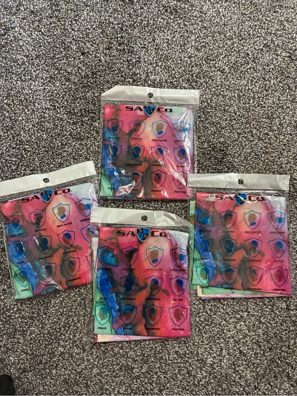 Unisex 4 Pack Tie-Dye Neck Gaiter - watercolor